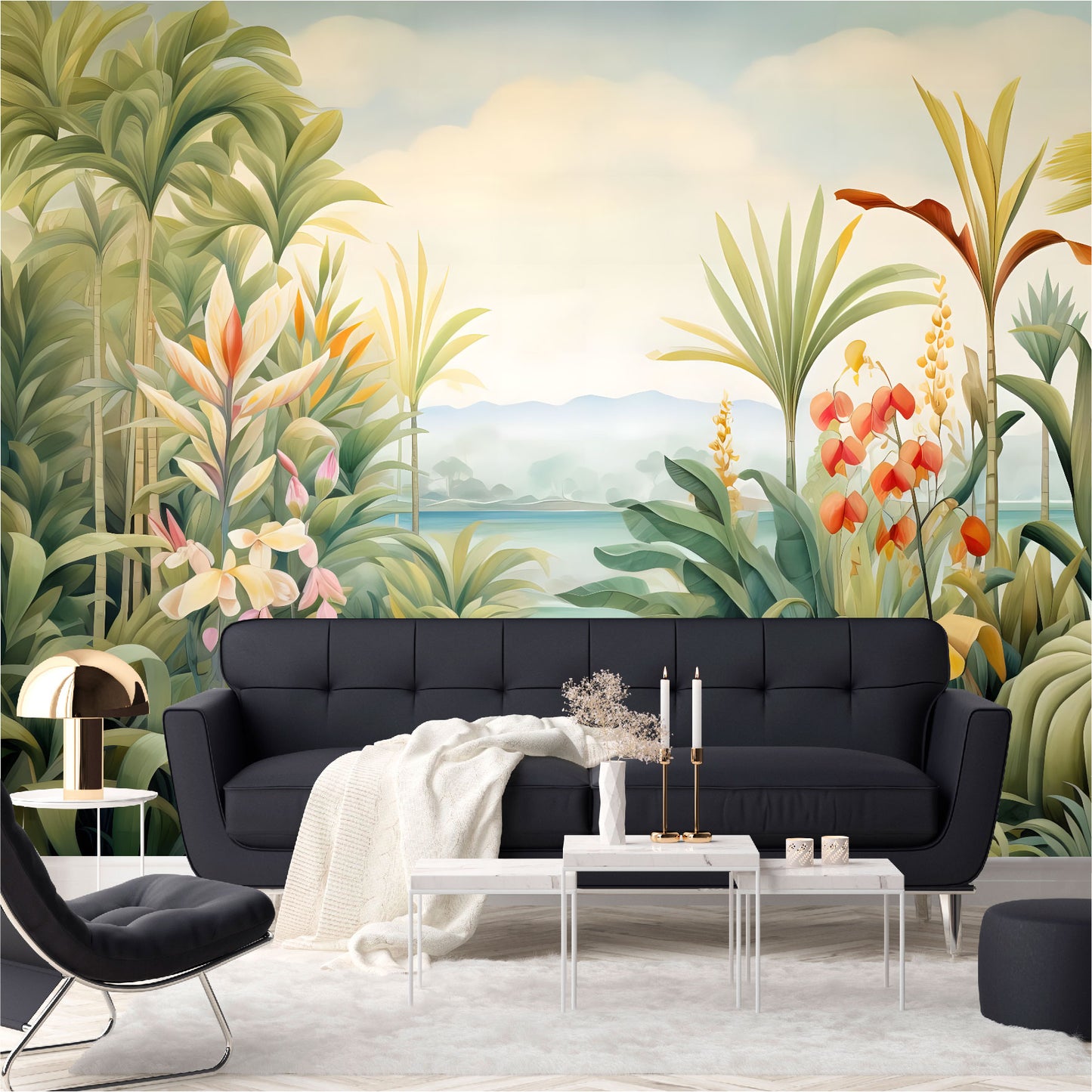 Mural Selva Tropical con flores exóticas- MT446