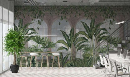 Mural Tropical Columnas con Hojas de Plátano - MT604