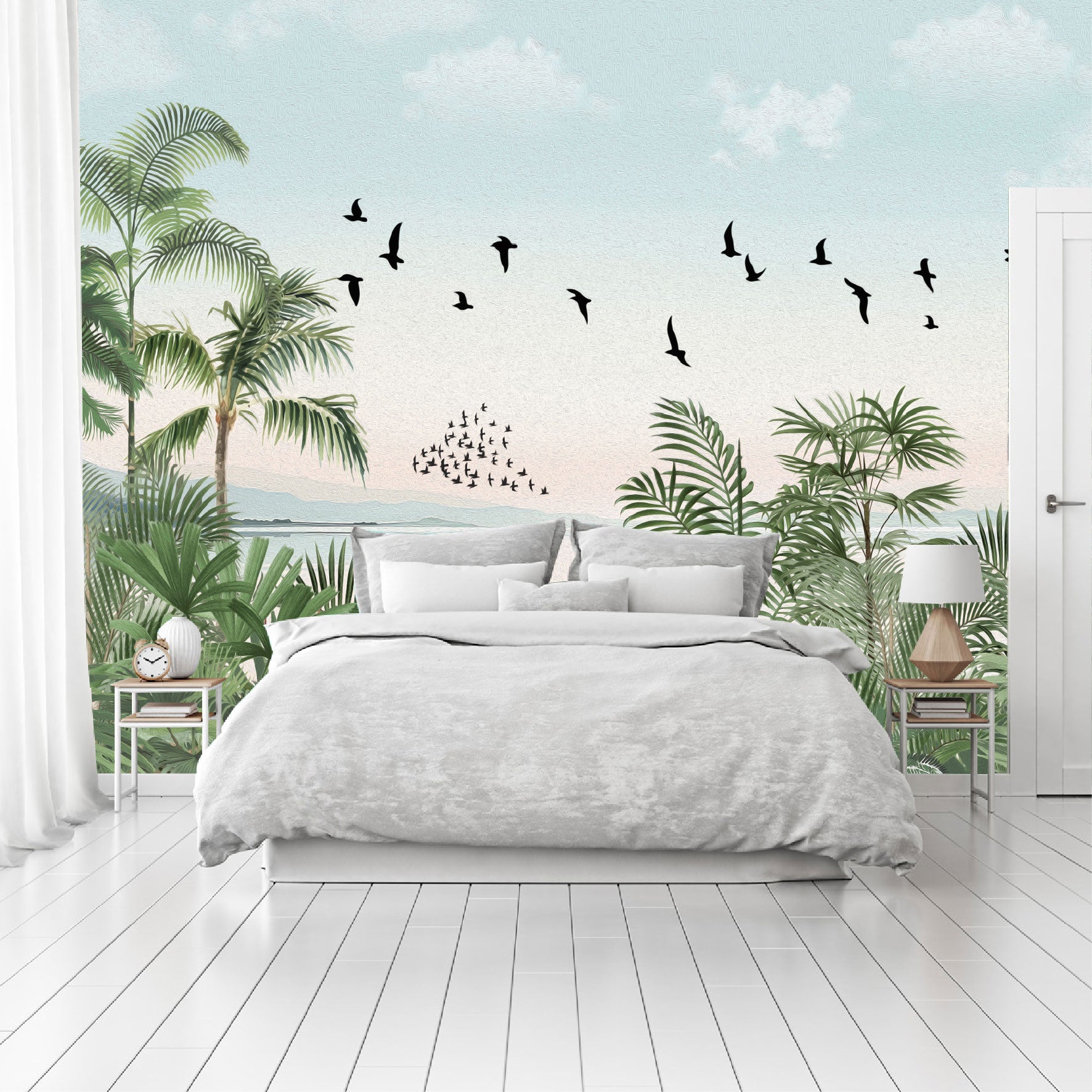 Mural Playa Tropical con Aves - MT572