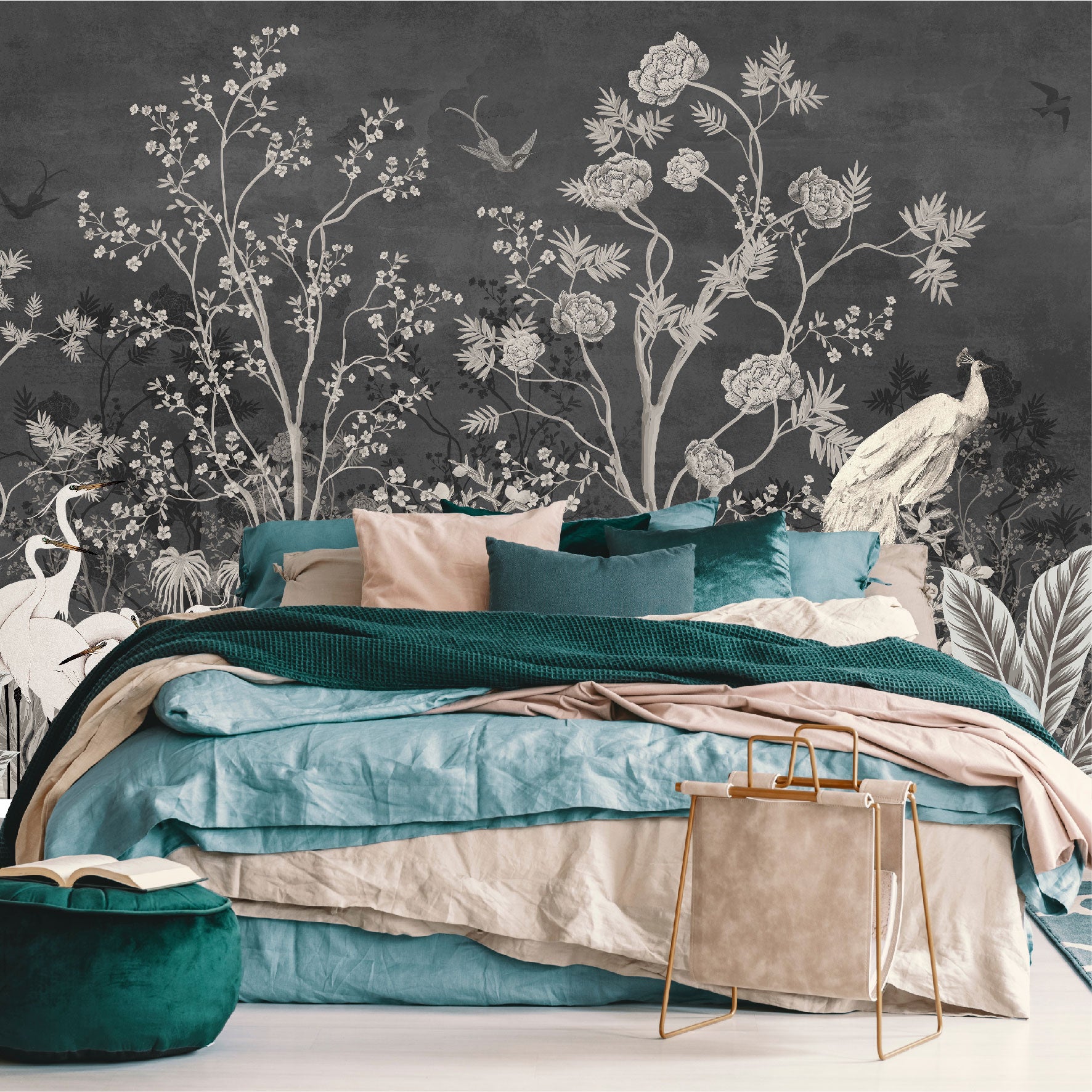 Mural Jardín Vintage con Fondo Oscuro - MT259