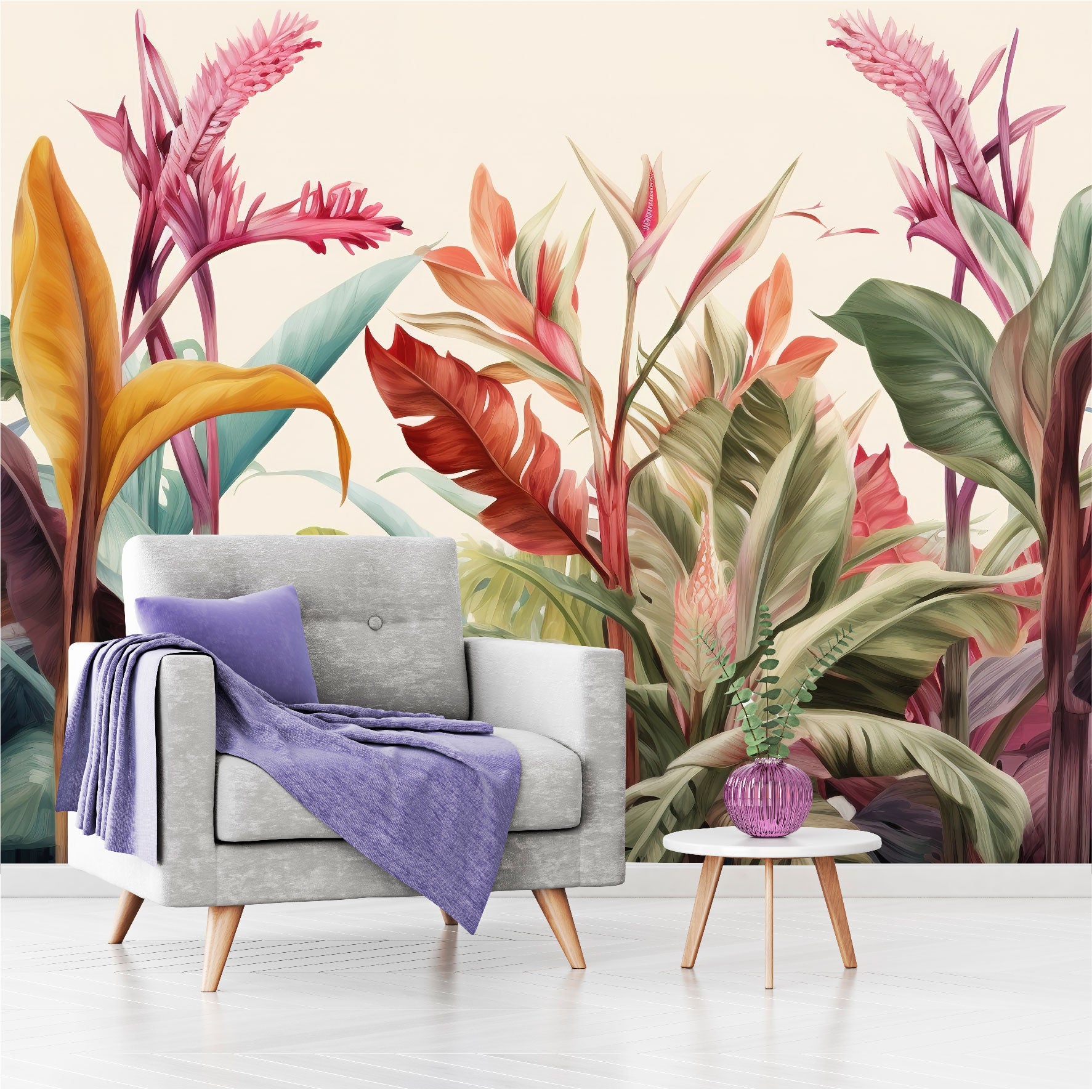 Mural Hojas Tropicales Coloridas - MT447