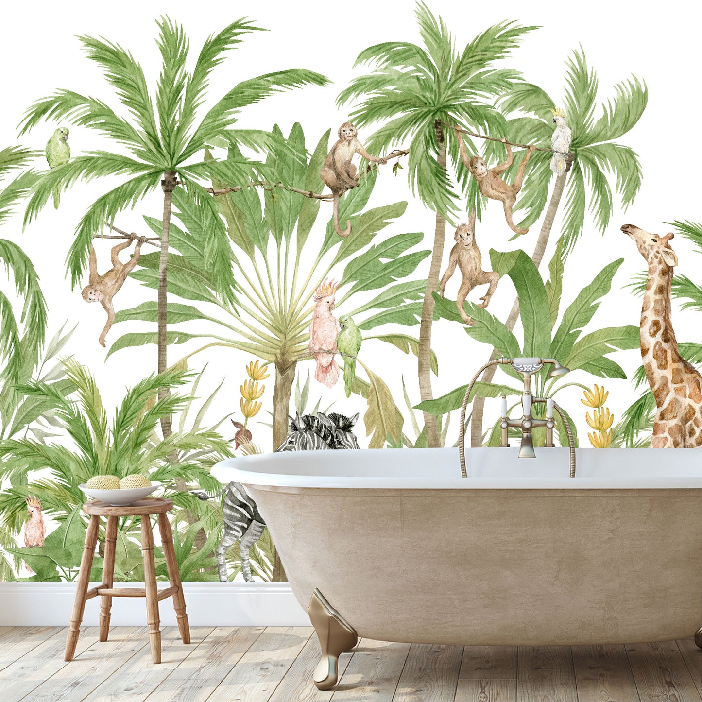 Mural Jungla Tropical con Animales - MT485