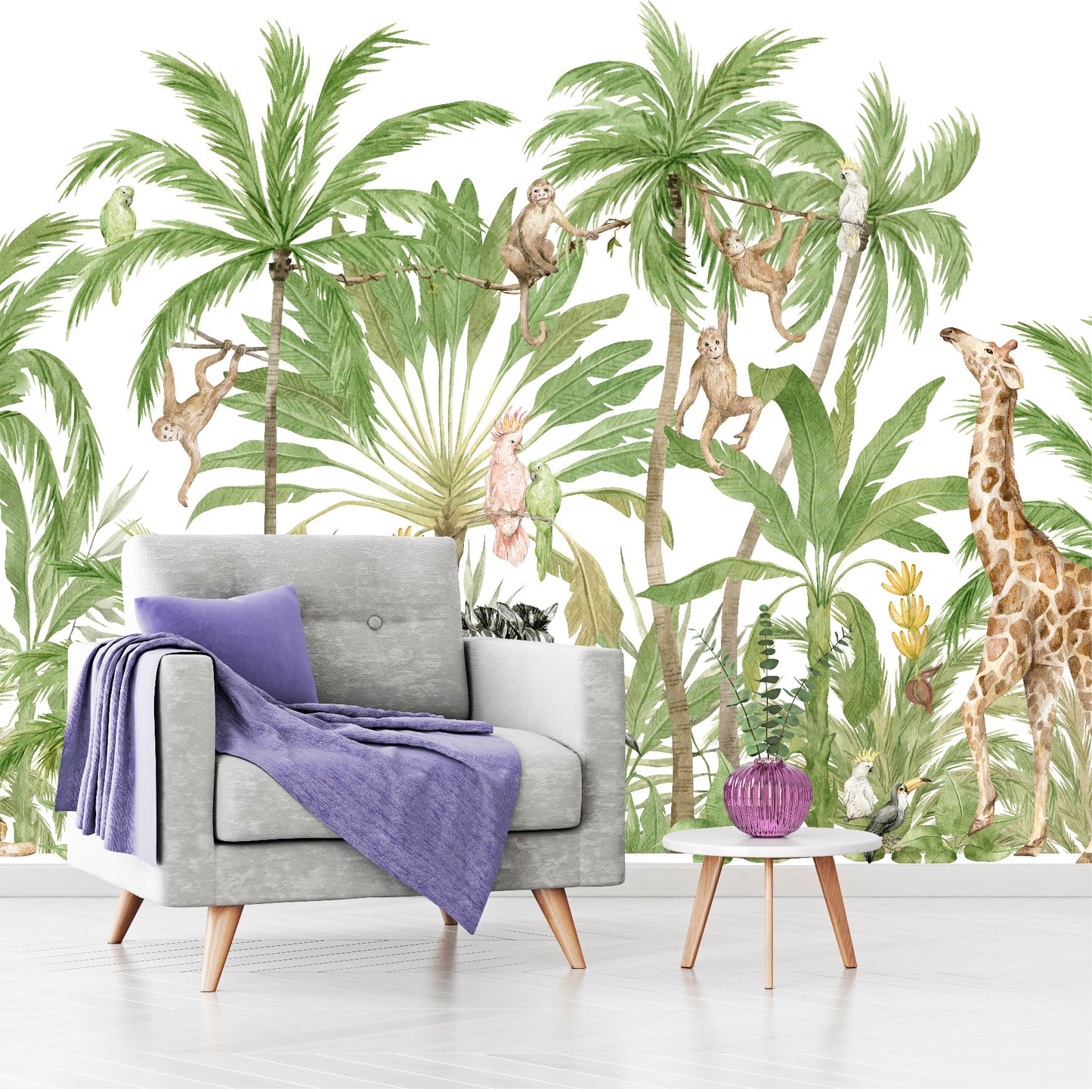 Mural Jungla Tropical con Animales - MT485