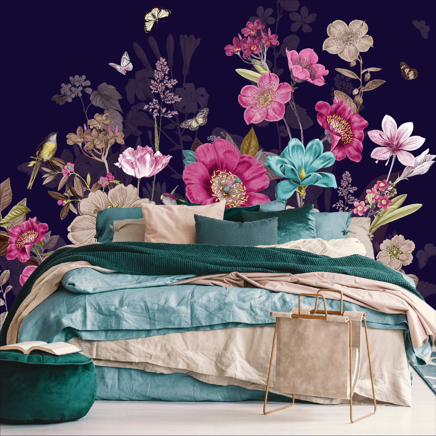 Mural Flores con Mariposas - MT268