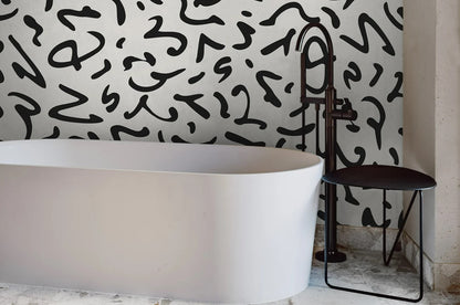 Mural Abstracto Lineas Libres Negras - MUABS010