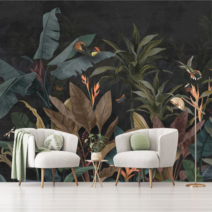 Mural Jungla Vintage Fondo Oscuro - MT250