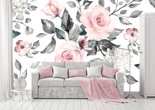 Vinilo Mate Tropical Flores Rosas - Modelo 1219