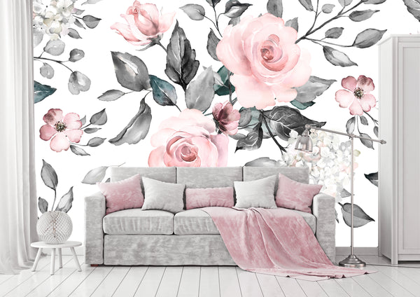 Vinilo Mate Tropical Flores Rosas - Modelo 1219