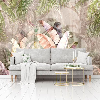 Mural Tropical Plumas Coloridas - MT578