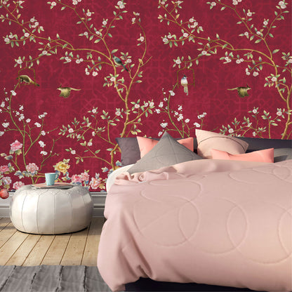 Vinilo Mate Tropical Campestres Estilo Inglés Rojo 093