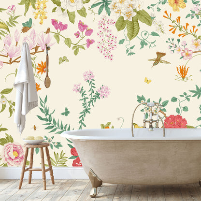 Mural Jardín Tropical con Flores y Mariposas - MT483
