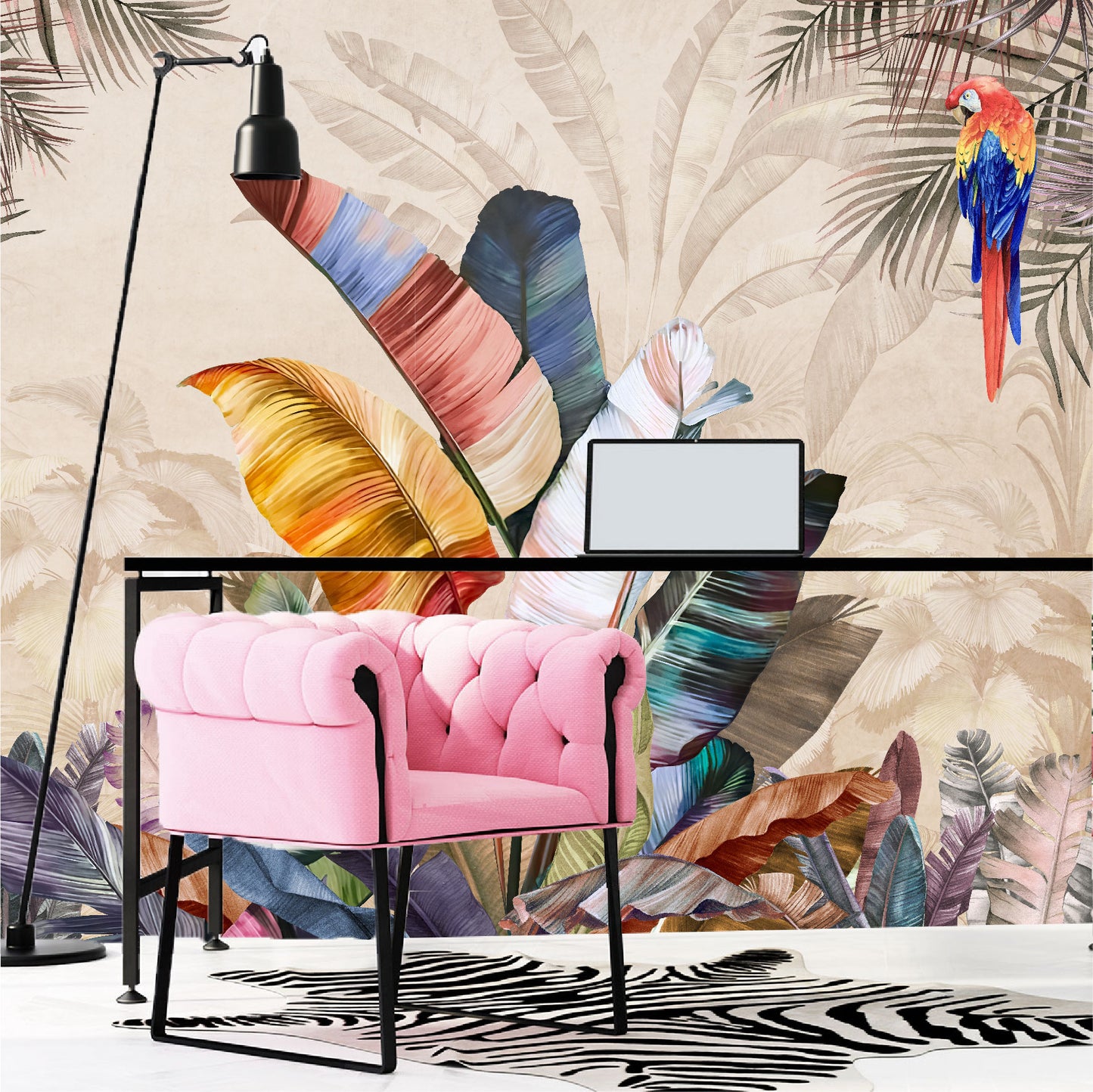 Mural Plumas Tropicales Multicolor - MT409