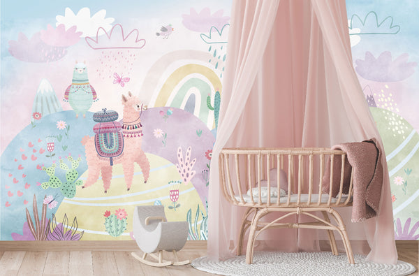 Mural Llamas en paisaje colorido - MI049