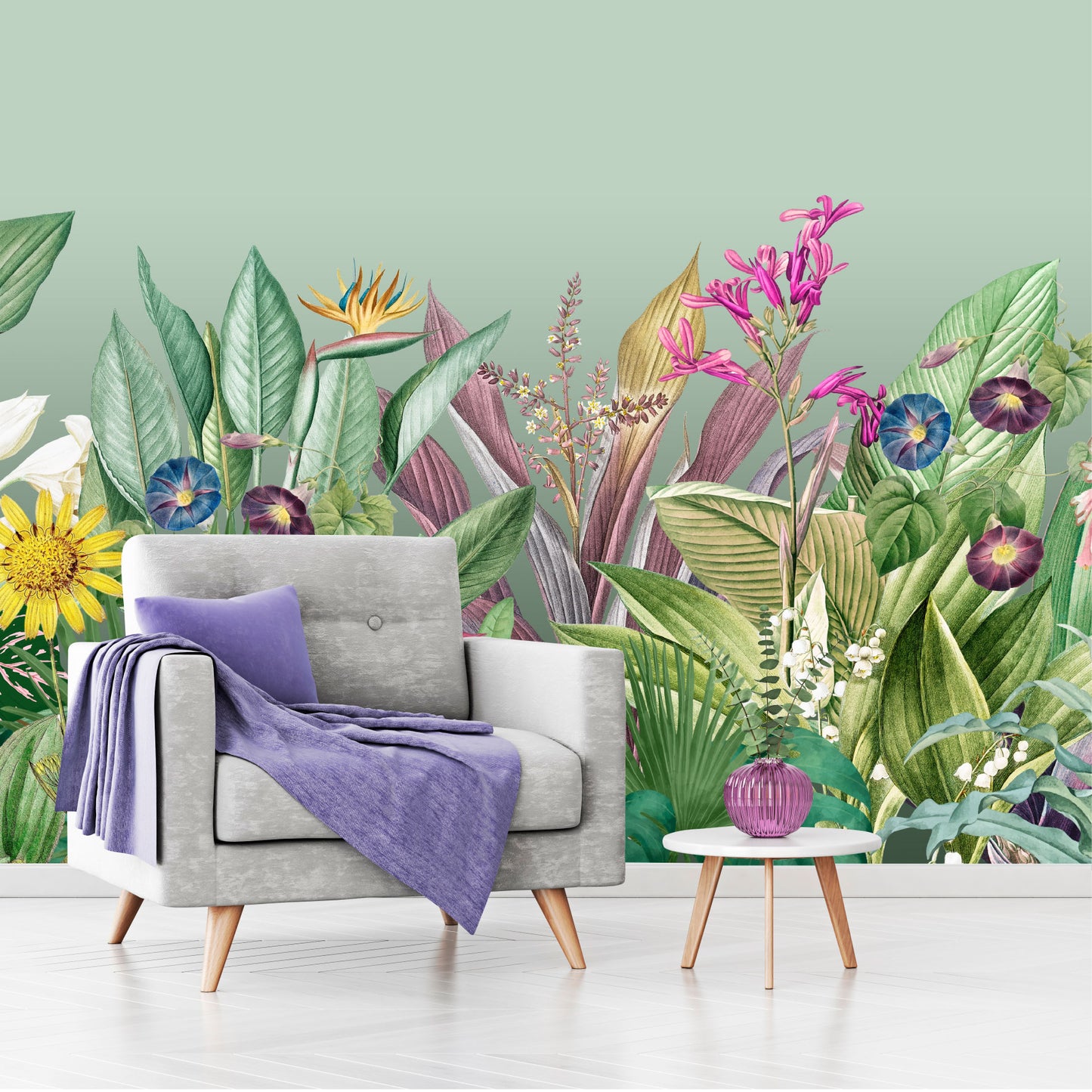 Mural Tropical Flores Coloridas  - MT581