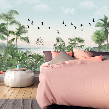 Mural Playa Tropical con Aves - MT572