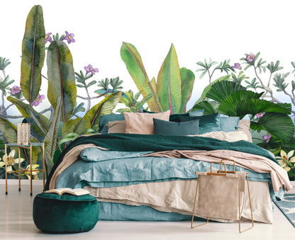 Mural Hojas Tropicales con Flores - MT156