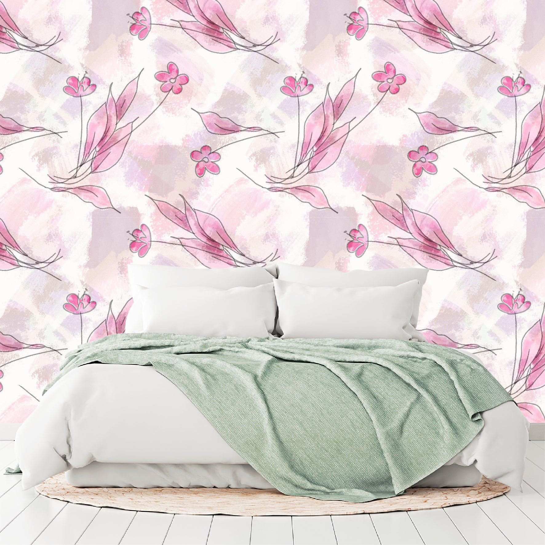 Mural Flores Rosas Abstractas - MT146