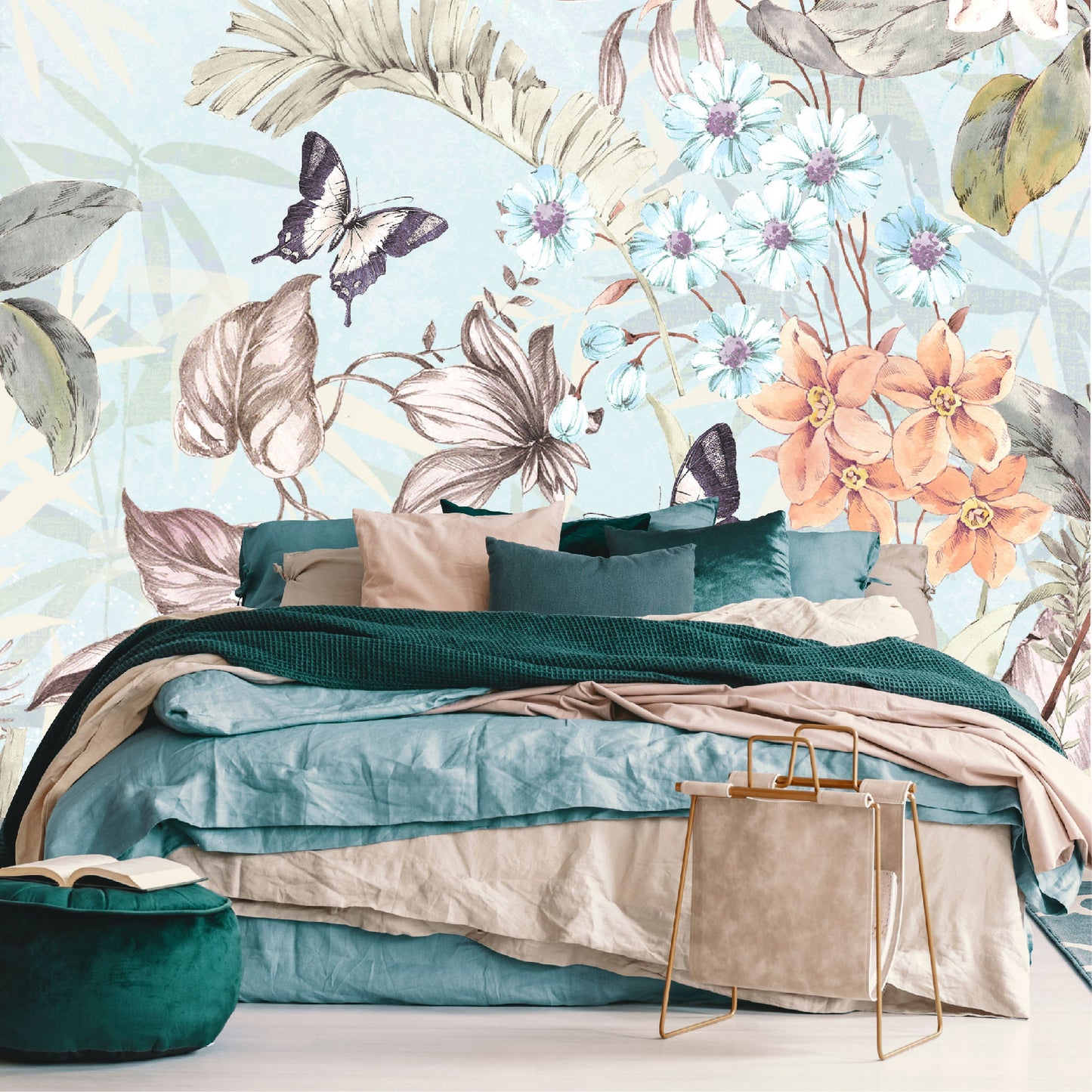 Mural Flores y Mariposas - MT244