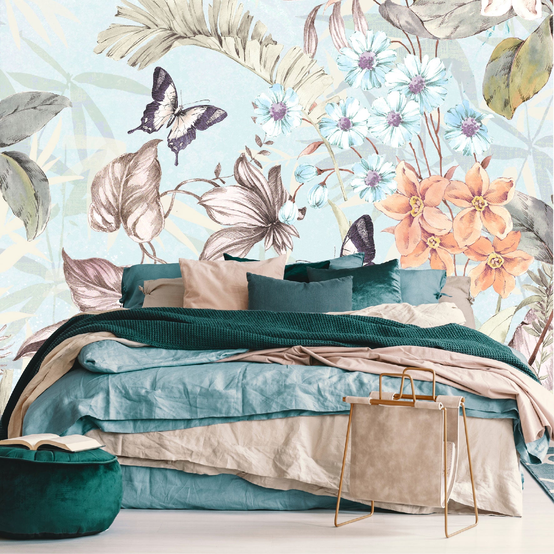 Mural Flores y Mariposas - MT244
