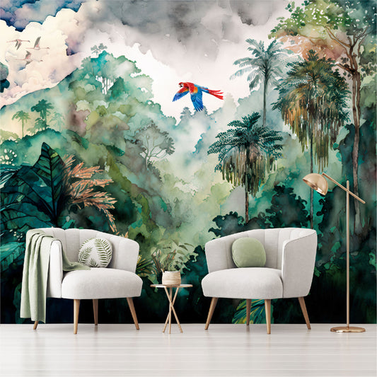 Mural Jungla Tropical Acuarelada - MT324