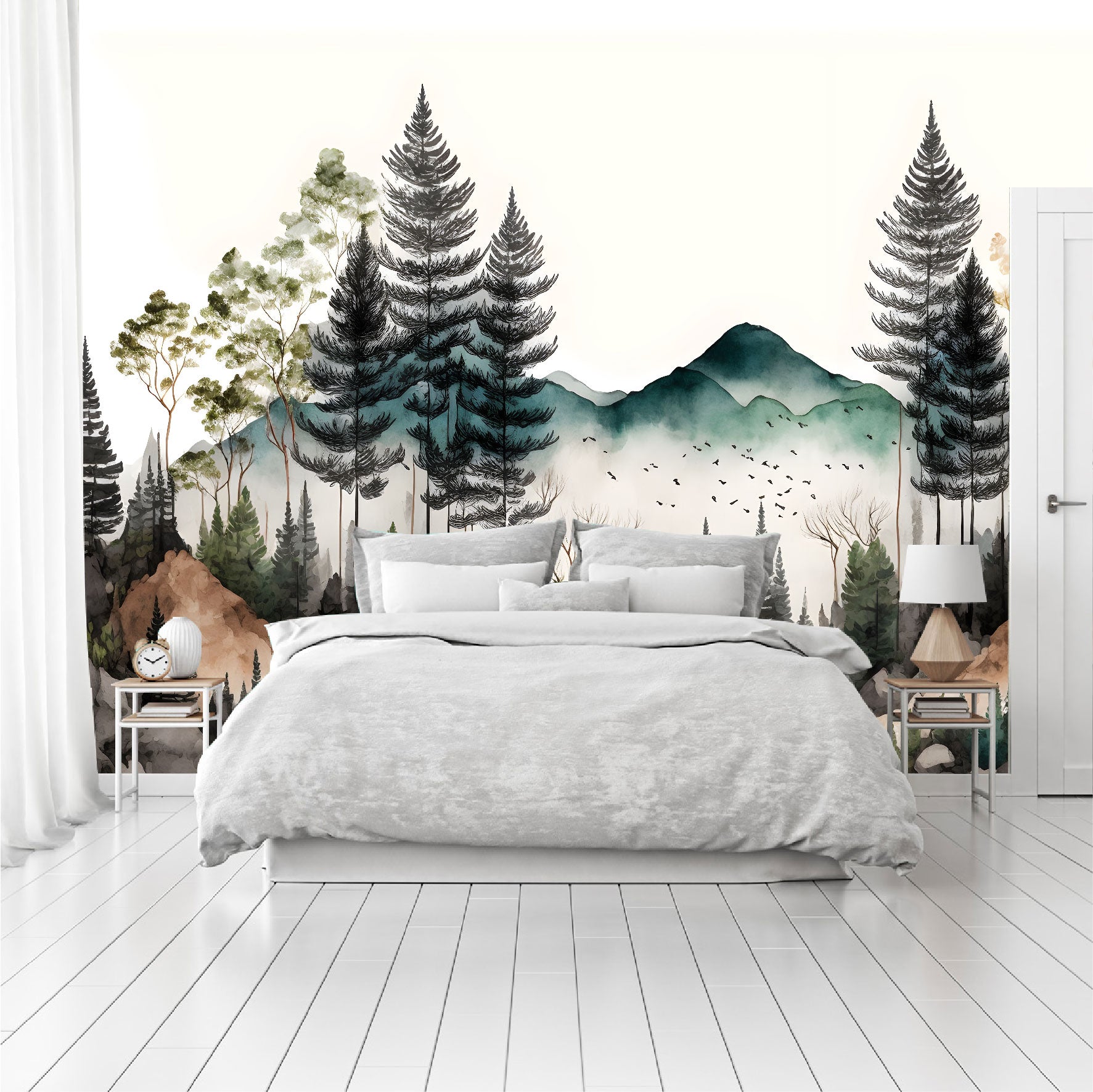 Mural tropical bosque acuarelado - MT366