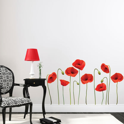 Vinilos Autoadhesivos Flores Amapolas Rojas - VDC021