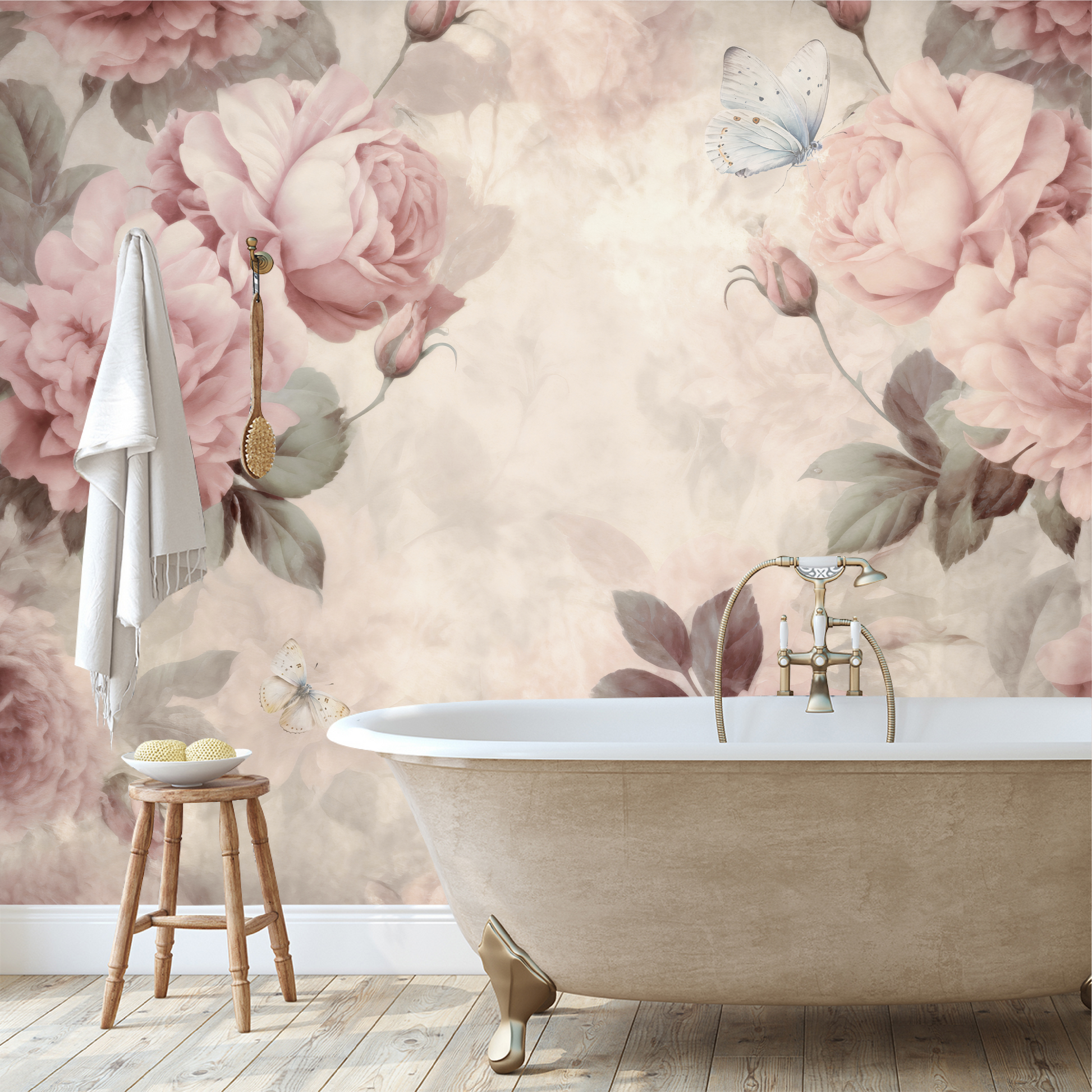 Mural Vintage Flores Peonias - MT412