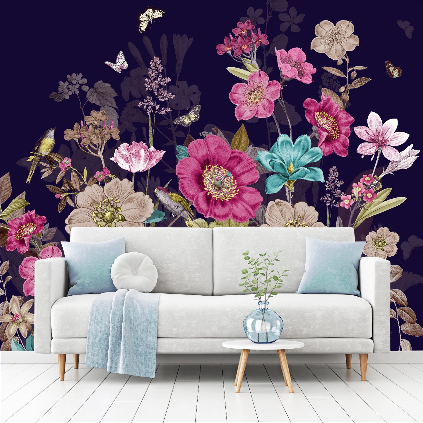 Mural Flores con Mariposas - MT268