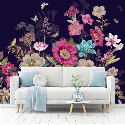 Mural Flores con Mariposas - MT268
