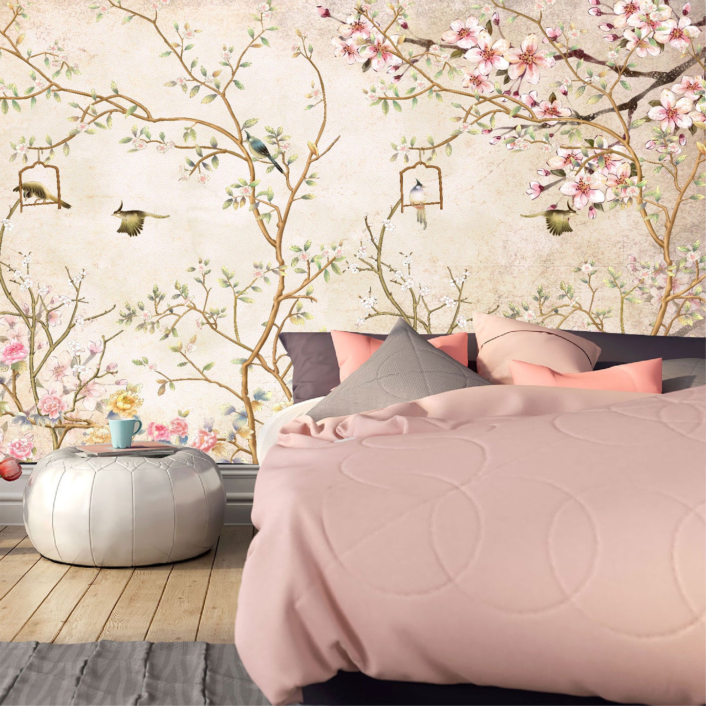 Mural Tropical Flores Campestres Estilo Inglés  - MT049