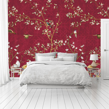 Vinilo Mate Tropical Campestres Estilo Inglés Rojo 093