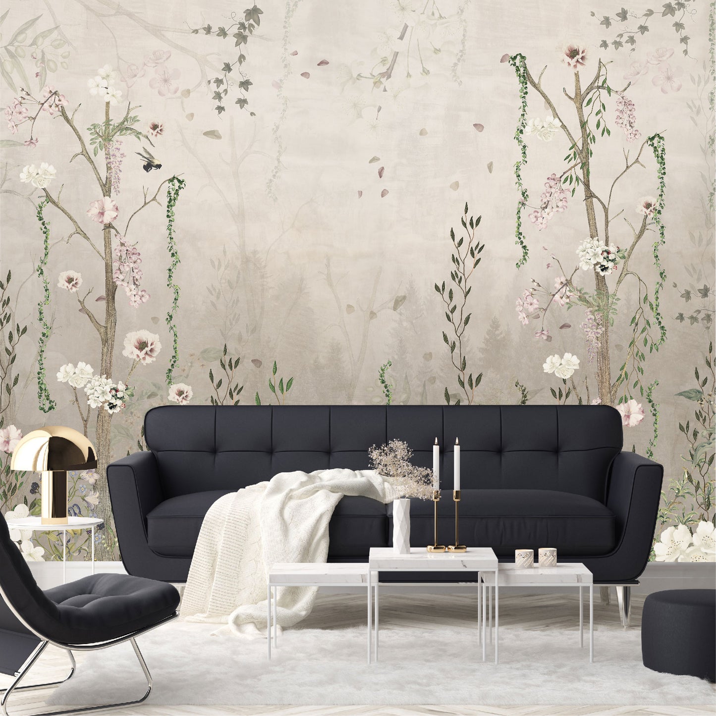Mural Flores con Enredaderas Estilo Vintage - MT192