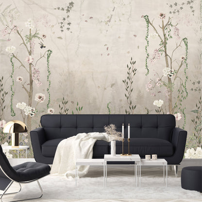 Mural Flores con Enredaderas Estilo Vintage - MT192