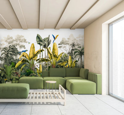 Mural Selva Tropical de Plátanos y Palmeras - MT347