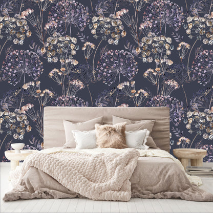 Mural Mate Flores Estilo Boho fondo oscuro - MT426