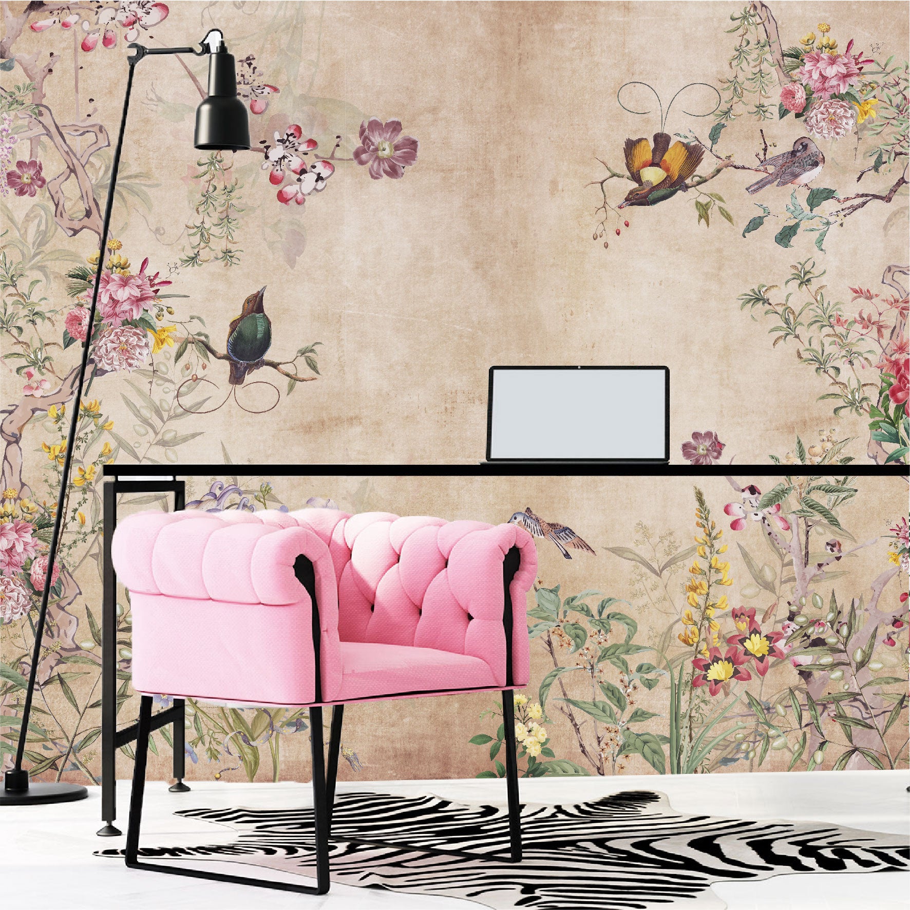 Mural Flores de Campo con fondo vintage - MT190
