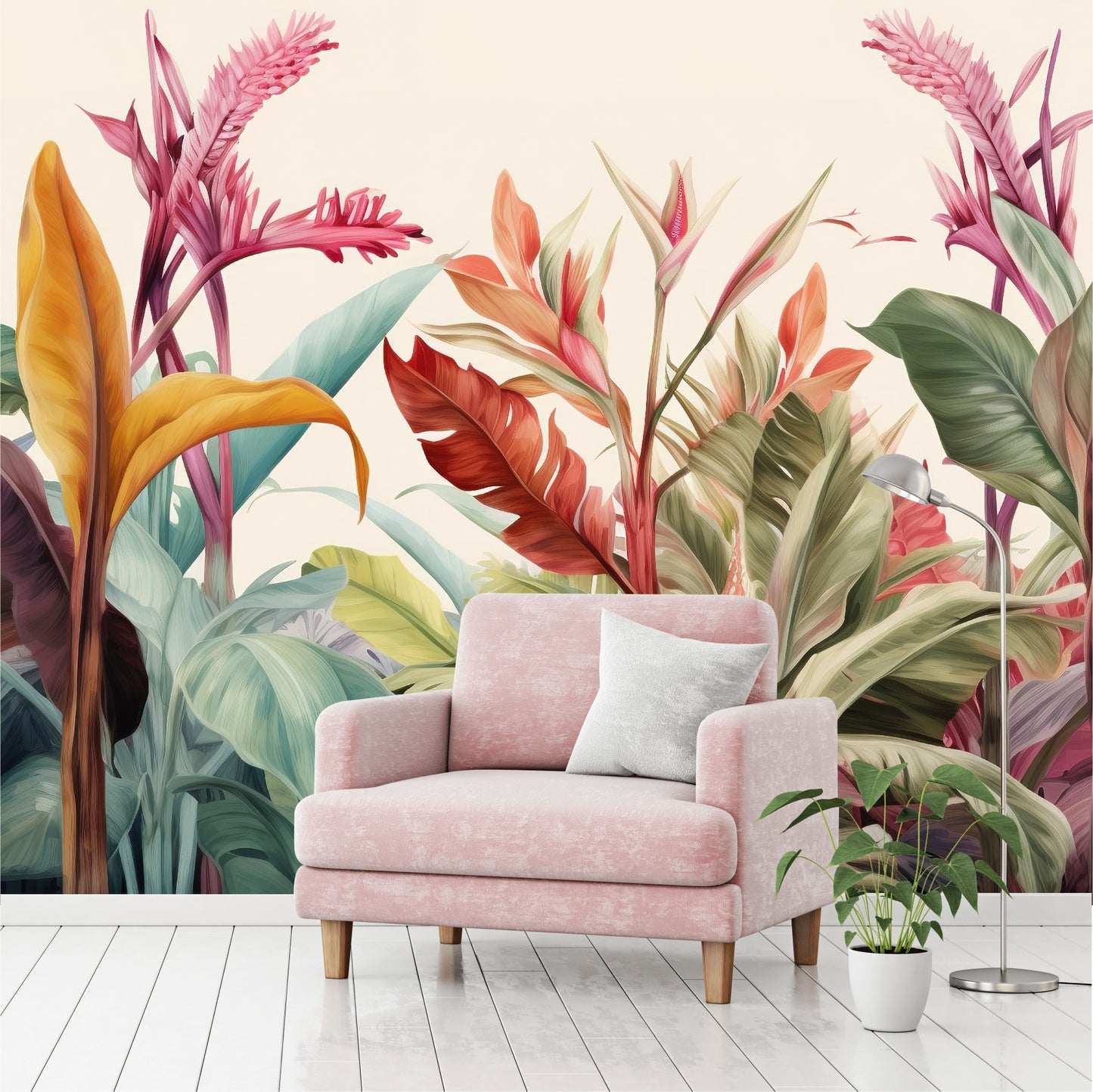 Mural Hojas Tropicales Coloridas - MT447