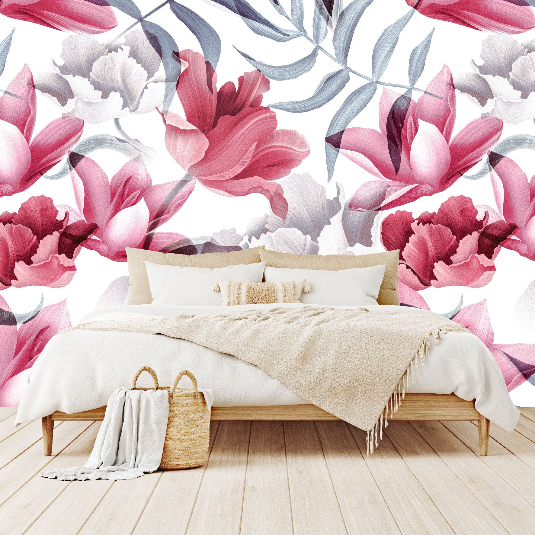 Vinilo Mate Flores Grandes Fucsias 052