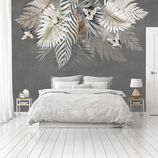 Mural Hojas de Palma con Aves - MT233
