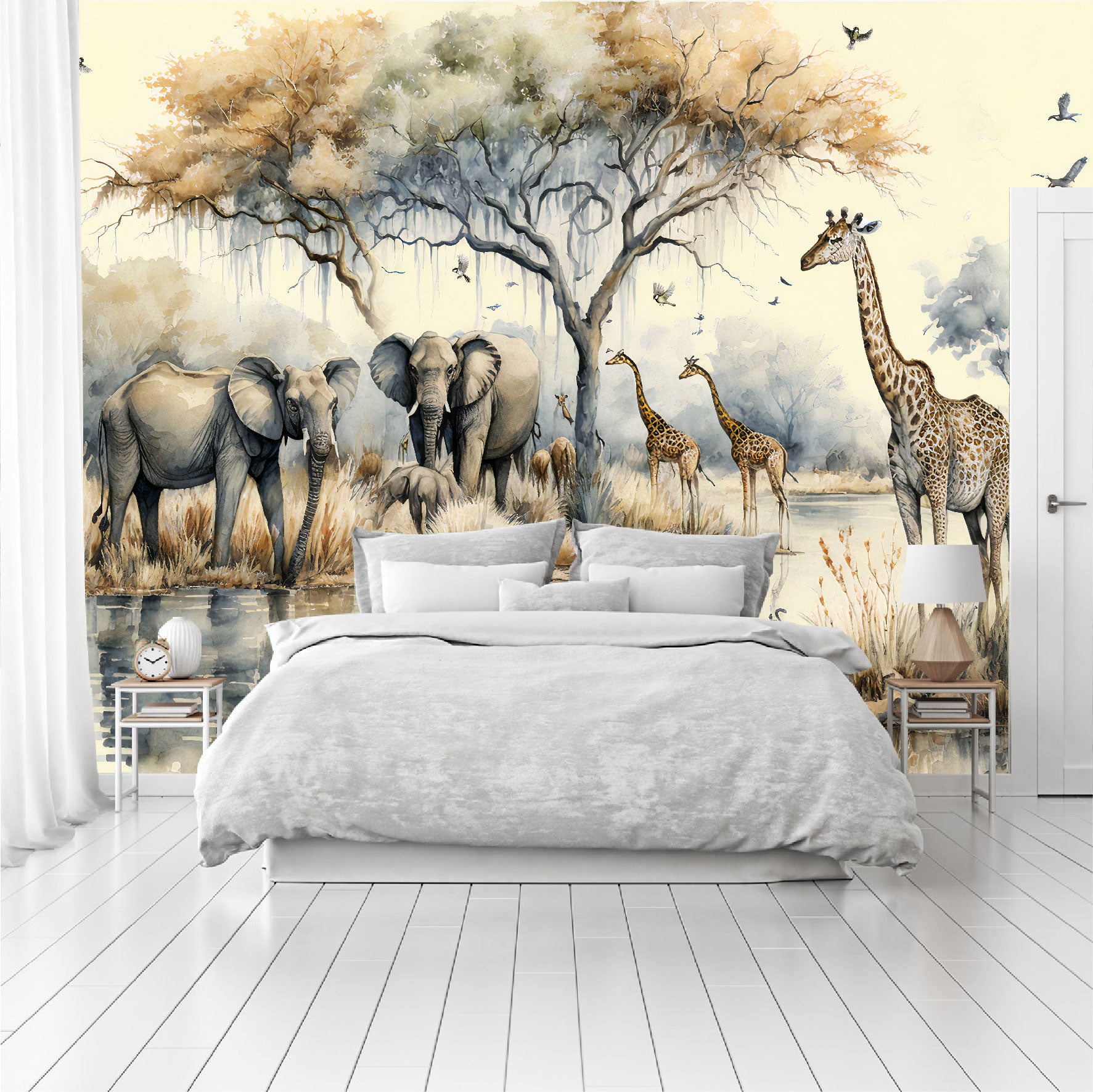 Mural Paisaje en una selva africana con árboles junto a un río - MT331