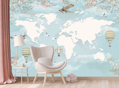 Mural Mapa con Avionetas - MI016