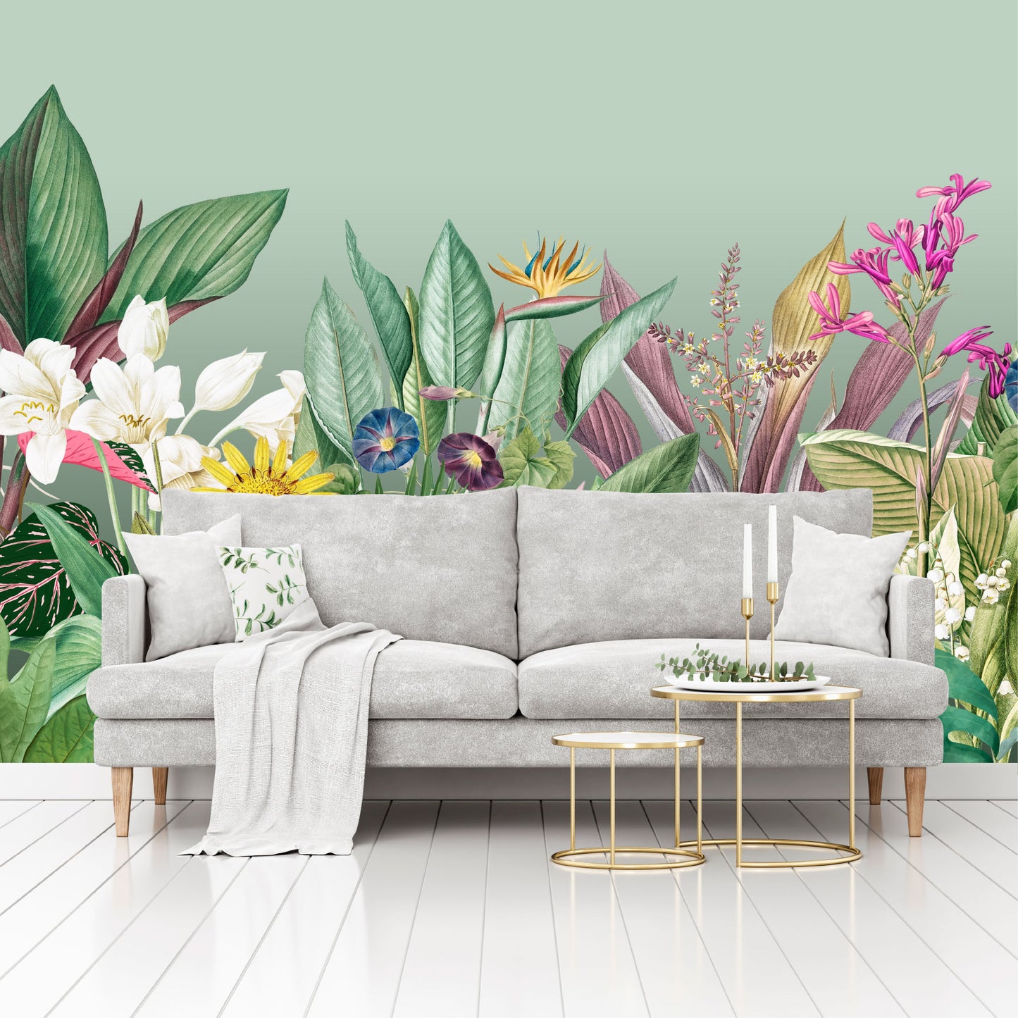 Mural Tropical Flores Coloridas  - MT581