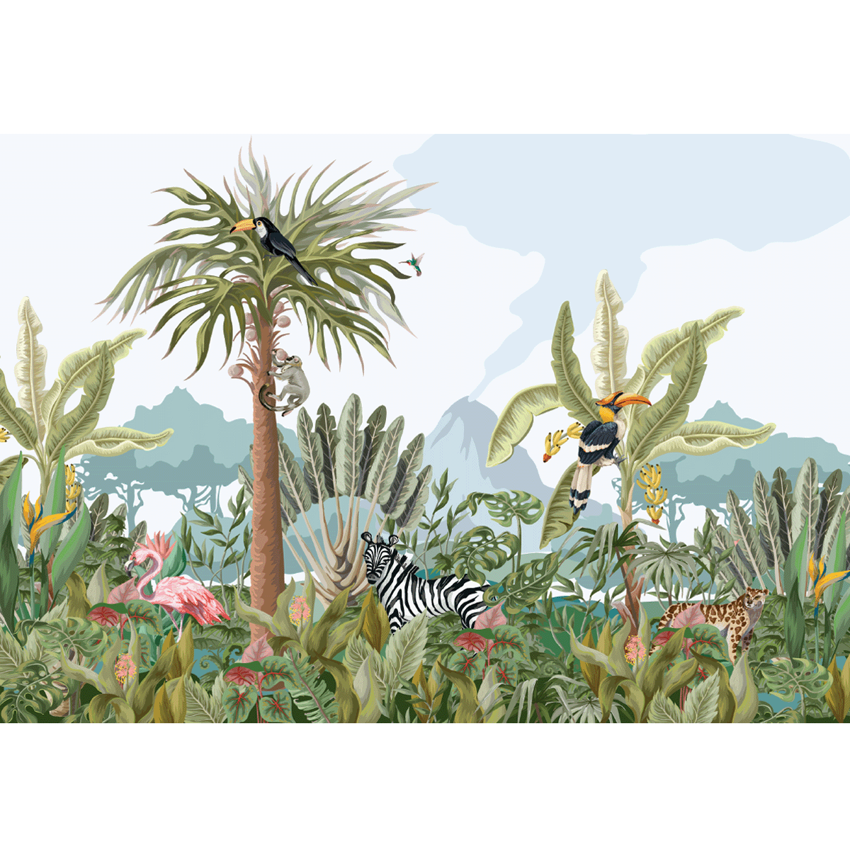 Mural Selva Tropical con Animales - MT133