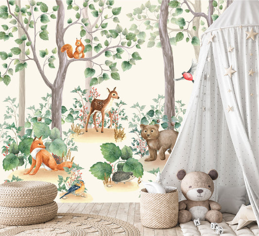 Mural Bosque con Animalitos - MI032