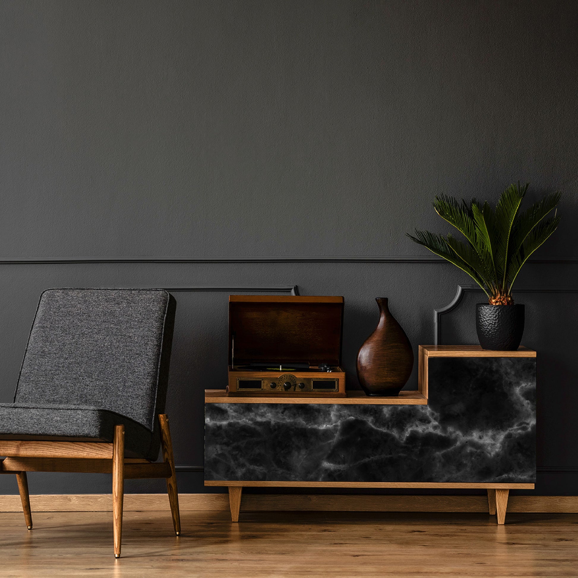 Vinilo Autoadhesivo Simil Marmol Negro - MM002