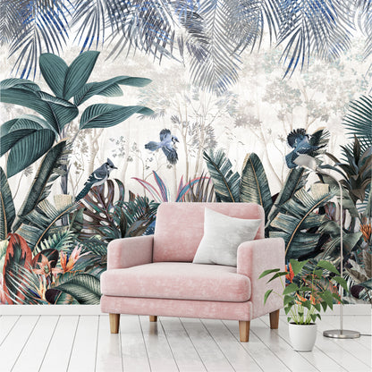 Mural Jardín Tropical con hojas coloridas  - MT439