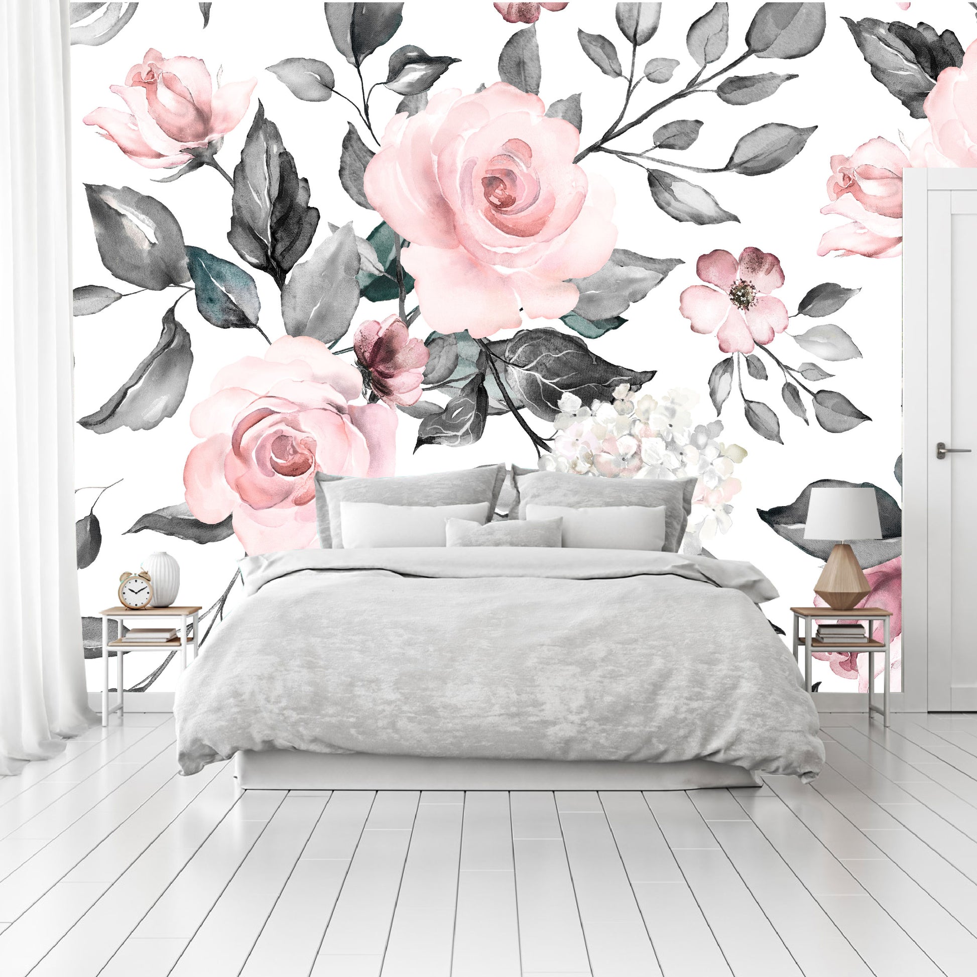 Vinilo Mate Tropical Flores Rosas - Modelo 1219