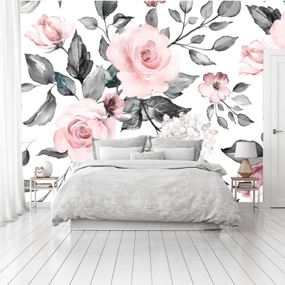 Vinilo Mate Tropical Flores Rosas - Modelo 1219