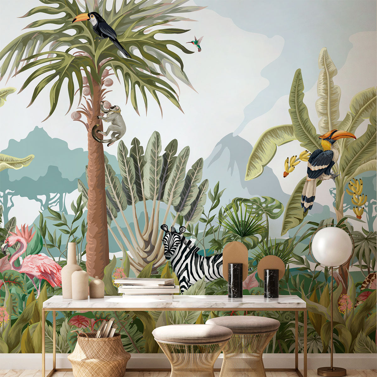 Mural Selva Tropical con Animales - MT133