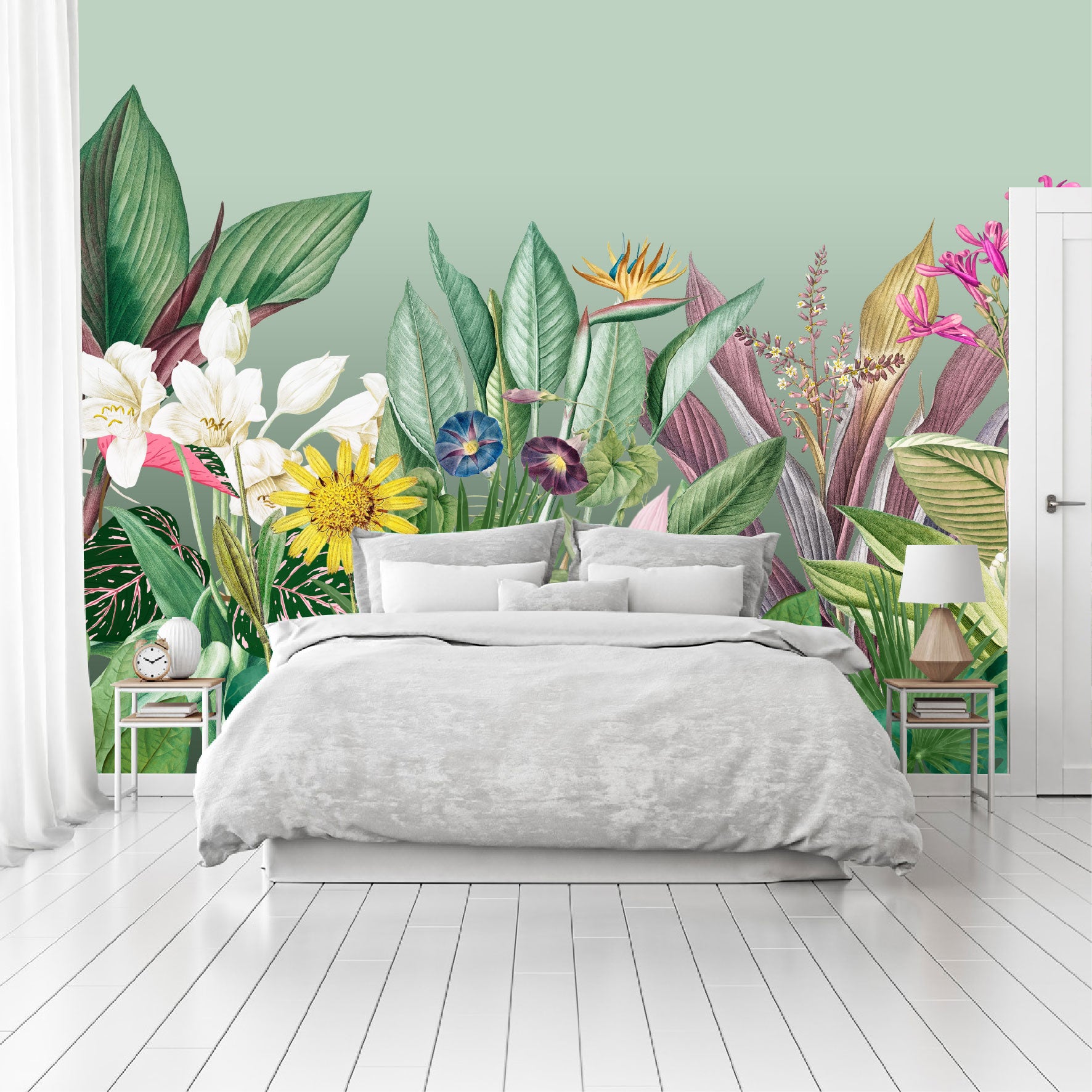 Mural Tropical Flores Coloridas  - MT581